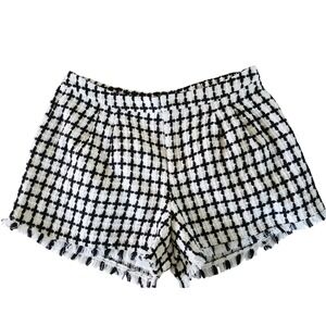 Eloquii‎ Designs 24 Black White Houndstooth Tweed Fringe Lined Shorts 2X NEW